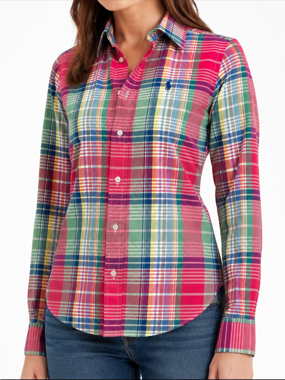 Ralph Lauren Multicolour Plaid Cotton Button Down Shirt Size 4 Preppy